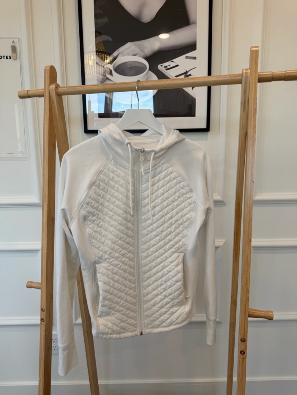 Old Navy White Quilted Hooded Zip Jacket - Women